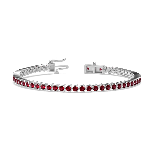 4 Prong Round Tri claw Ruby Tennis Diamond Bracelets