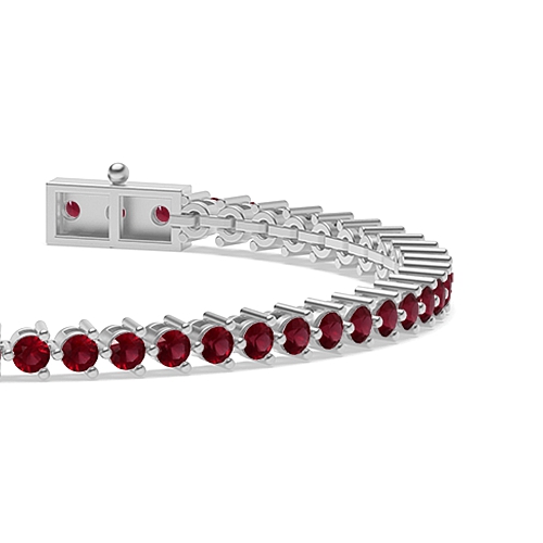 4 Prong Round Tri claw Ruby Tennis Diamond Bracelets
