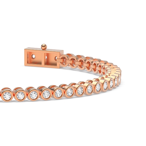 Bezel Setting Round Rose Gold Petit line Tennis Diamond Bracelets