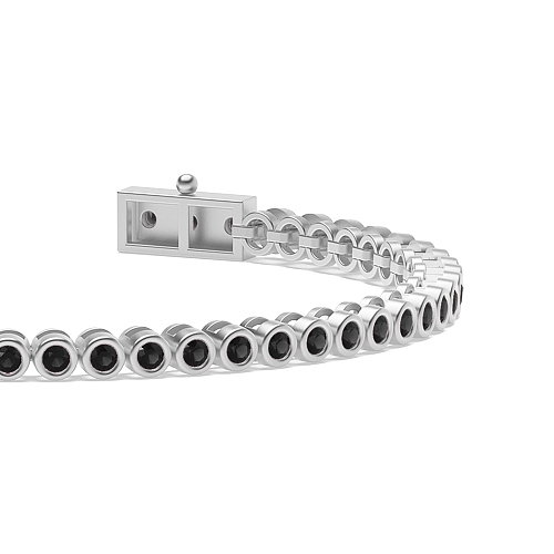Bezel Setting Round Petit line Black Tennis Diamond Bracelets