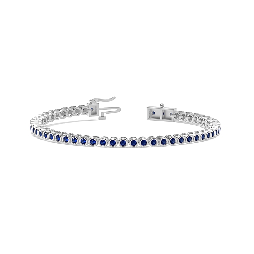 4 Prong Round Timeless Blue Sapphire Tennis Bracelet