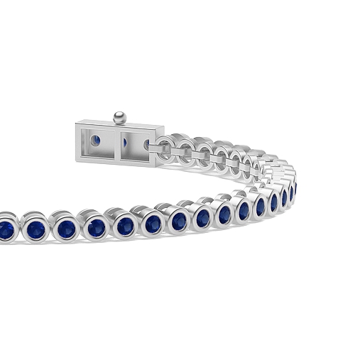 4 Prong Round Timeless Blue Sapphire Tennis Bracelet