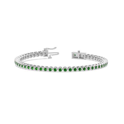 Bezel Setting Round Petit line Emerald Tennis Diamond Bracelets