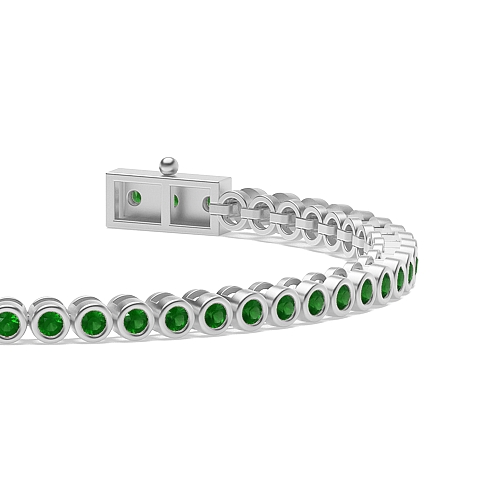 Bezel Setting Round Petit line Emerald Tennis Diamond Bracelets