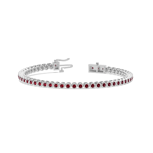 Bezel Setting Round Petit line Ruby Tennis Diamond Bracelets