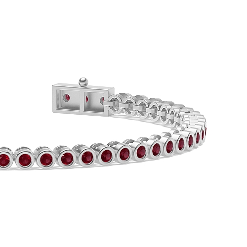 Bezel Setting Round Petit line Ruby Tennis Diamond Bracelets