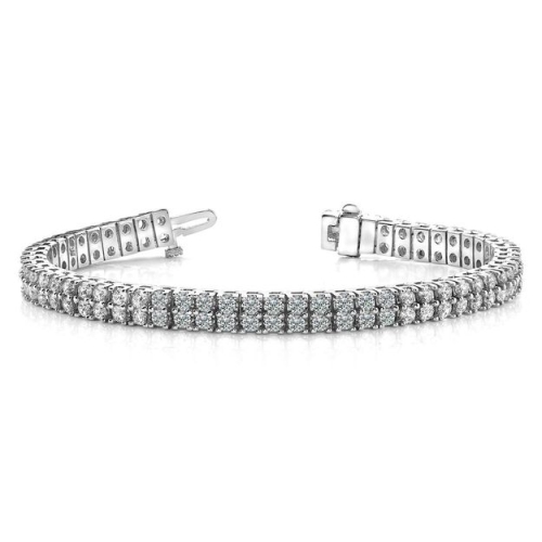 4 Prong Round Platinum Two Row Tennis Bracelet