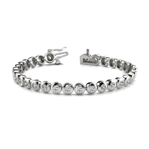 Bezel Setting Round Platinum Line Tennis Bracelet