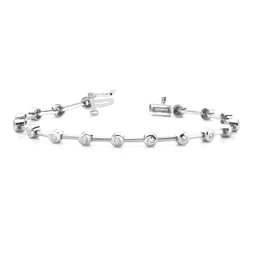 Bezel Setting Round Platinum Line Tennis Bracelet