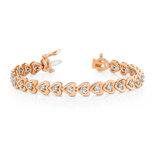 4 Prong Round Rose Gold Pulse Tennis Diamond Bracelets