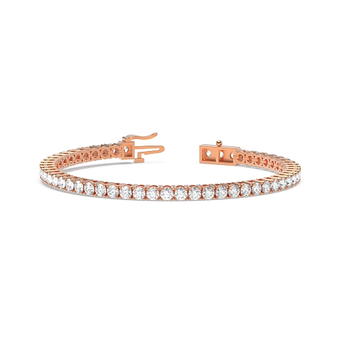 4 Prong Round Rose Gold Row Tennis Diamond Bracelets