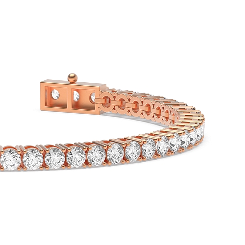 4 Prong Round Rose Gold Row Tennis Diamond Bracelets
