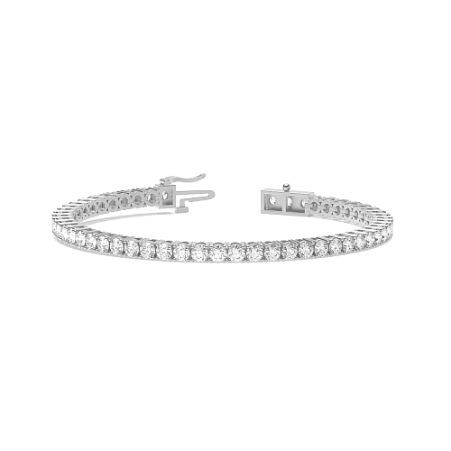 4 Prong Round Platinum Single Row Tennis Bracelet