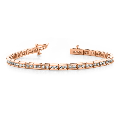 4 Prong Round Rose Gold Line Tennis Diamond Bracelets
