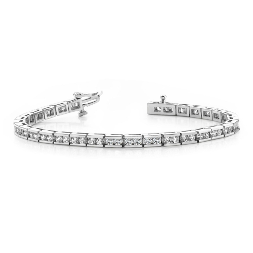 4 Prong Round Platinum Line Tennis Bracelet