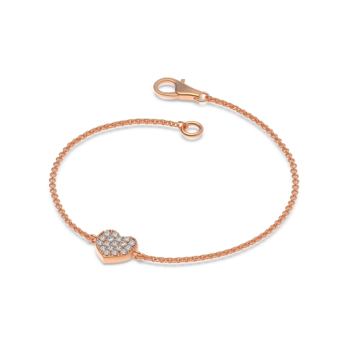 Heart Disc Diamond Bracelets in Pave Setting