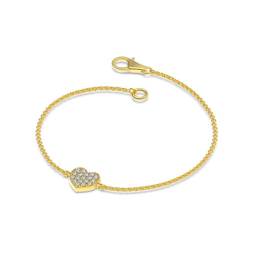 Pave Setting Round Yellow Gold Disc Designer Bracelet