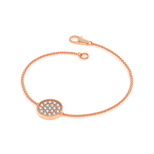 Pave Setting Rose Gold Round disc chain Delicate Diamond Bracelets