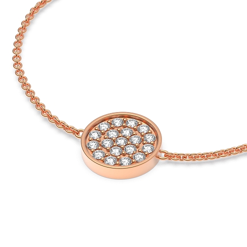 Pave Setting Rose Gold Round disc chain Delicate Diamond Bracelets