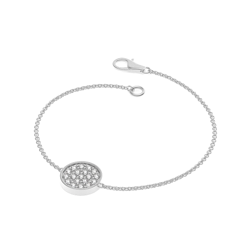 Pave Setting Round disc chain Lab Grown Friendship Diamond Bracelets