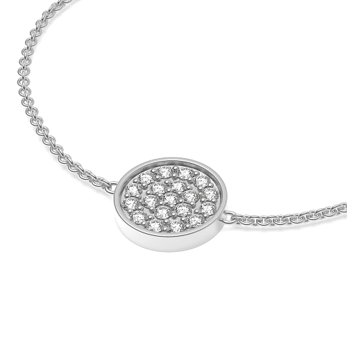 Pave Setting Round disc chain Lab Grown Friendship Diamond Bracelets