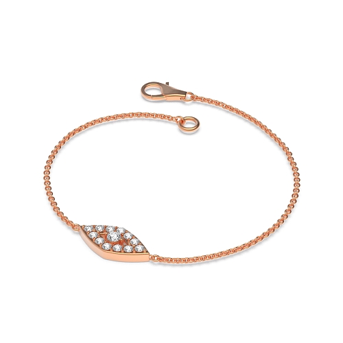 Pave Setting Round Rose Gold Devil eye Friendship Diamond Bracelets