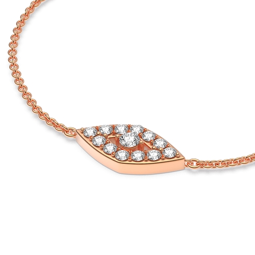 Pave Setting Round Rose Gold Devil eye Friendship Diamond Bracelets