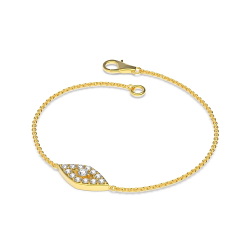 Pave Setting Round Yellow Gold Devil eye Friendship Diamond Bracelets