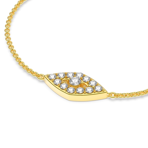 Pave Setting Round Yellow Gold Devil eye Friendship Diamond Bracelets
