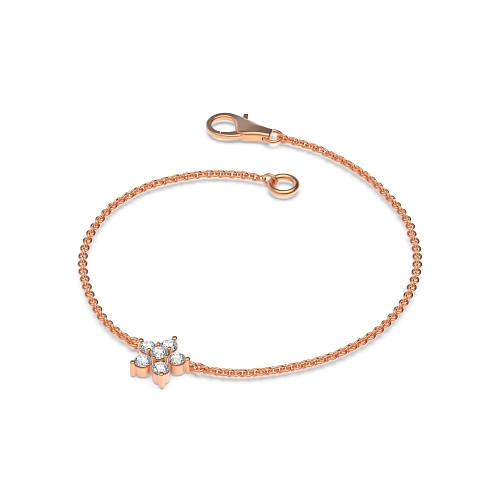 Pave Setting Round Rose Gold Flower Diamond Bracelets