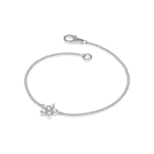 Pave Setting Round White Gold Flower Designer Bracelet