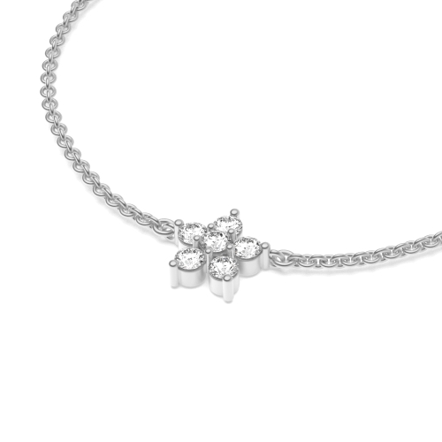 Pave Setting Round White Gold Flower Designer Bracelet