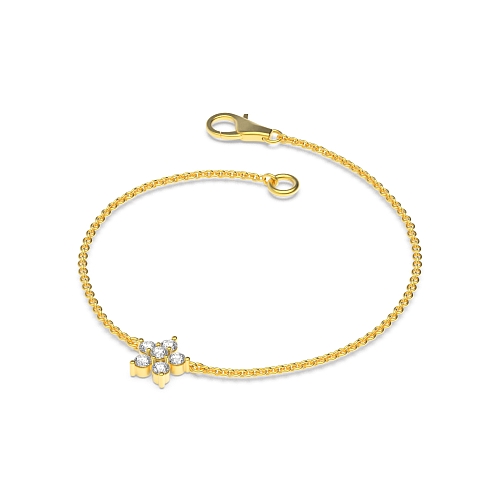 Pave Setting Round Yellow Gold Flower Delicate Diamond Bracelets