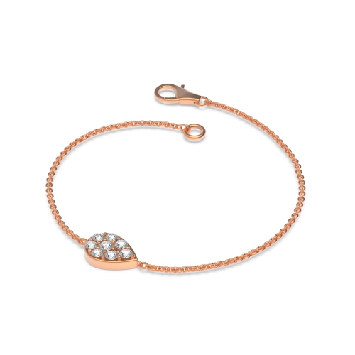 Pave Setting Round Rose Gold Pear shaped disc Friendship Diamond Bracelets