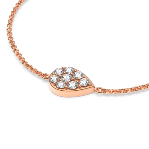 Pave Setting Round Rose Gold Pear shaped disc Friendship Diamond Bracelets
