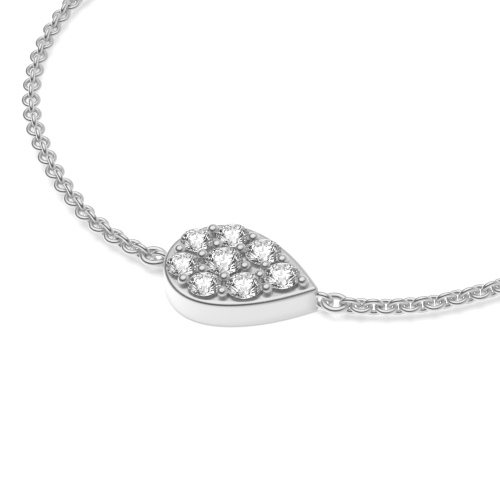 Pave Setting Round Pear shaped disc Lab Grown Friendship Diamond Bracelets