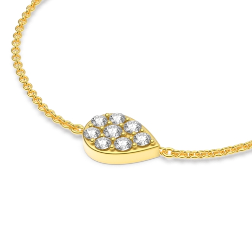 Pave Setting Round Yellow Gold Pear shaped disc Friendship Diamond Bracelets