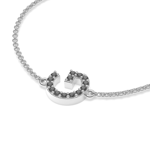 Pave Setting Round Initial Black Delicate Diamond Bracelets
