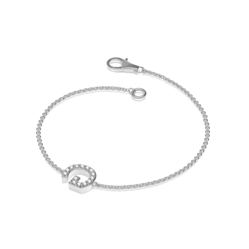 Pave Setting Round Silver Initial Designer Bracelet