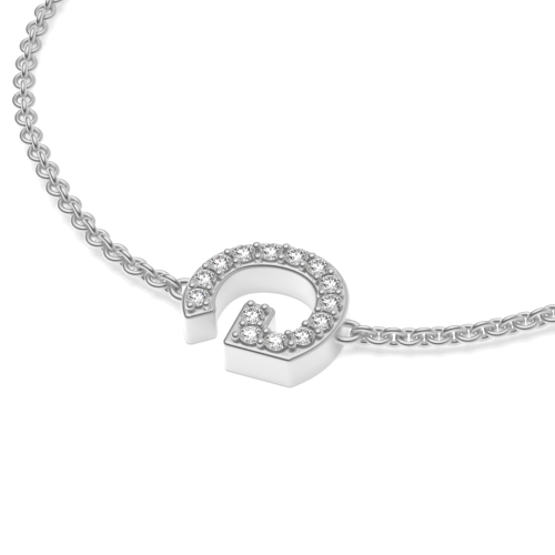 Pave Setting Round Silver Initial Designer Bracelet