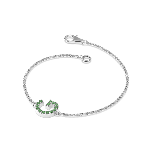 Pave Setting Round Initial Emerald Delicate Diamond Bracelets