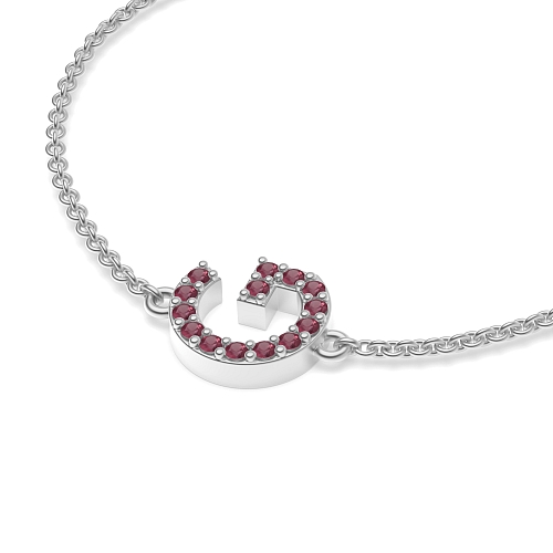Pave Setting Round Initial Ruby Friendship Diamond Bracelets