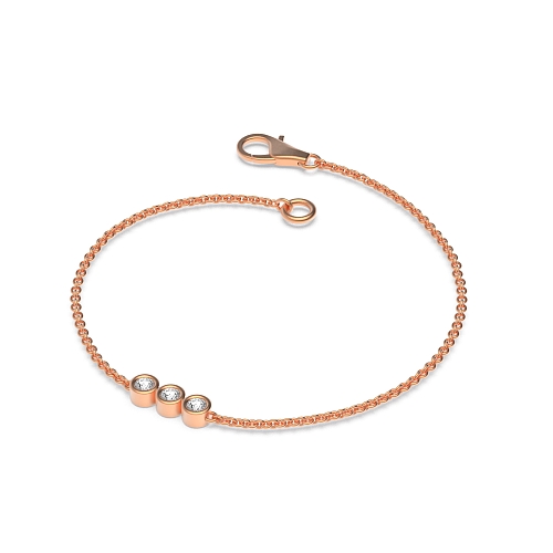 Bezel Setting Round Rose Gold Trilogy Diamond Bracelets