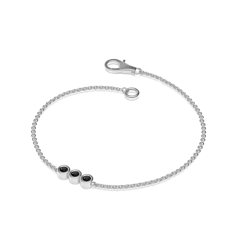 Bezel Setting Round Trilogy Black Delicate Diamond Bracelets