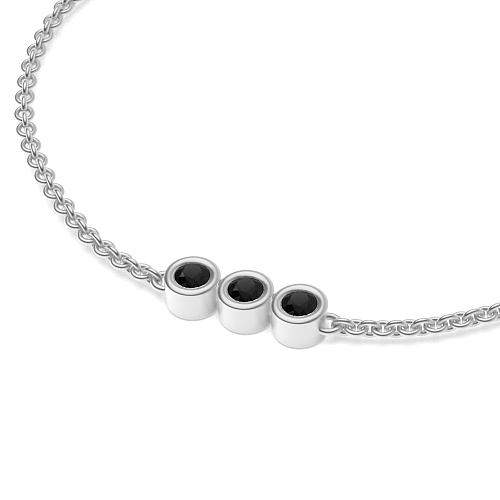 Bezel Setting Round Trilogy Black Delicate Diamond Bracelets