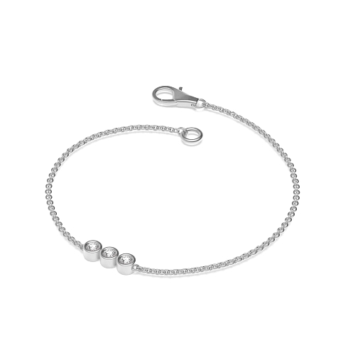 Bezel Setting Round Silver triology Designer Bracelet