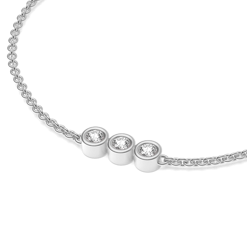 Bezel Setting Round White Gold triology Designer Bracelet