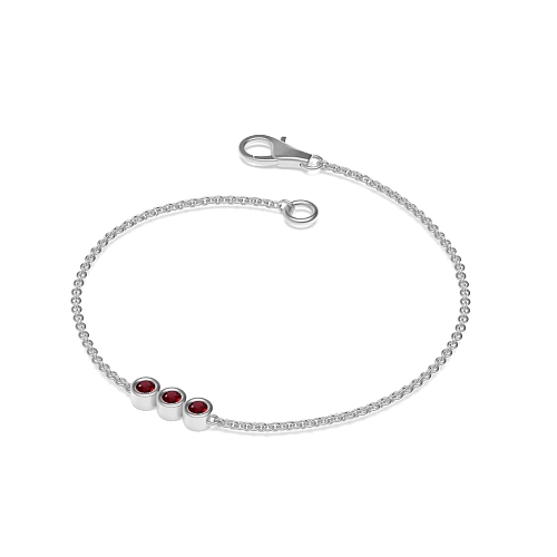 Bezel Setting Round Trilogy Ruby Friendship Diamond Bracelets