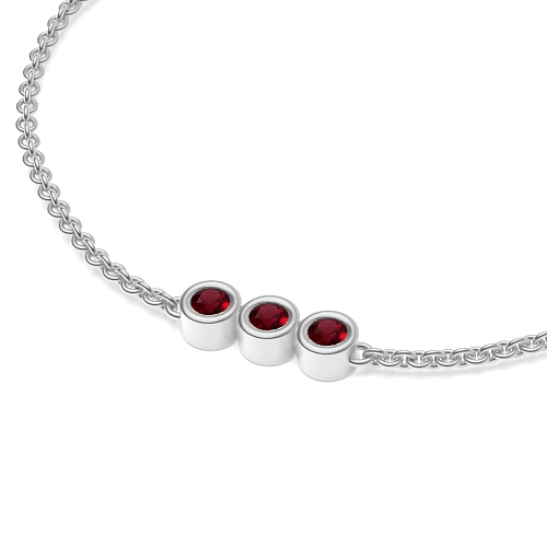 Bezel Setting Round Trilogy Ruby Friendship Diamond Bracelets