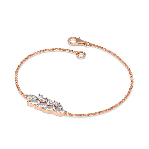 4 Prong Marquise Rose Gold Leaf Diamond Bracelets